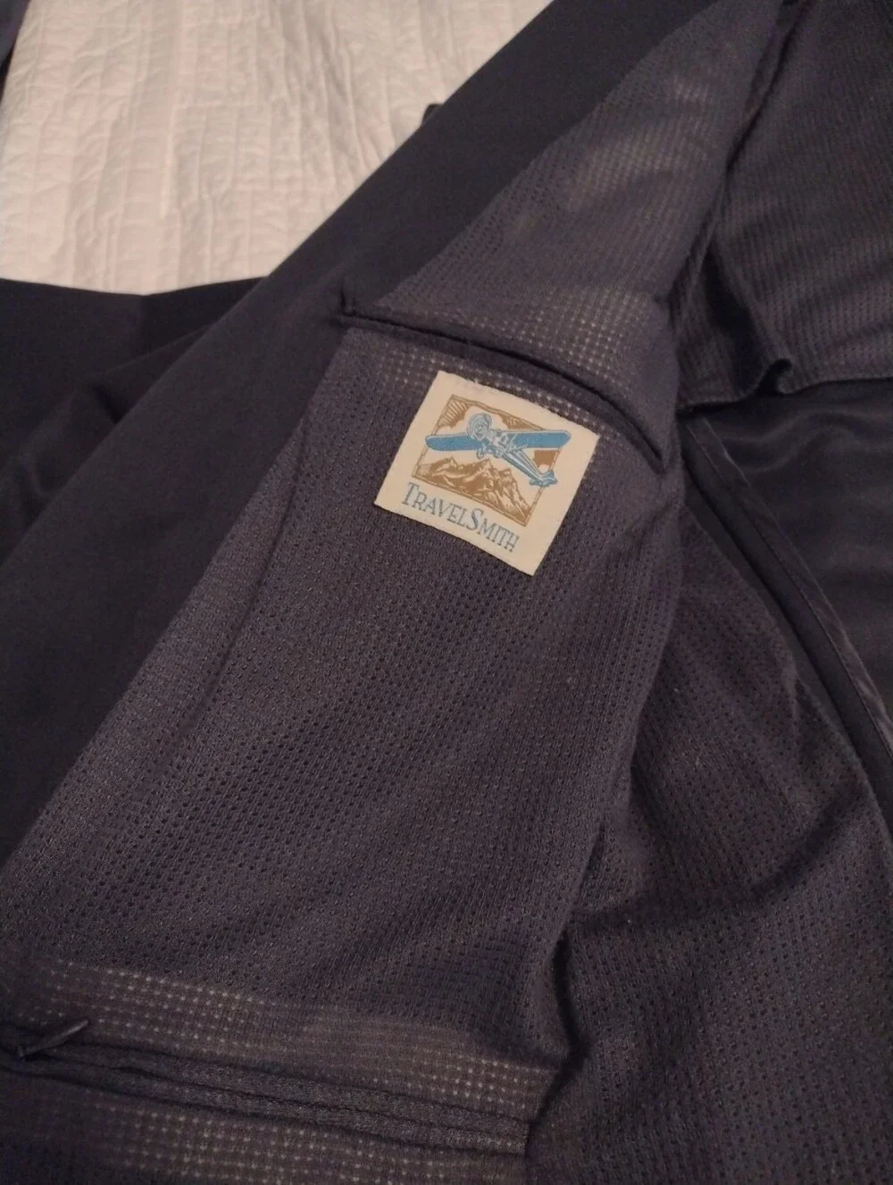 Vtg TravelSmith Blazer Jacket Men 42R Navy Sport Coat Made In USA